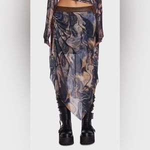 Dolls Kill Darker Wavs mesh midi skirt